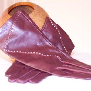 Leather Burgandy gloves - small